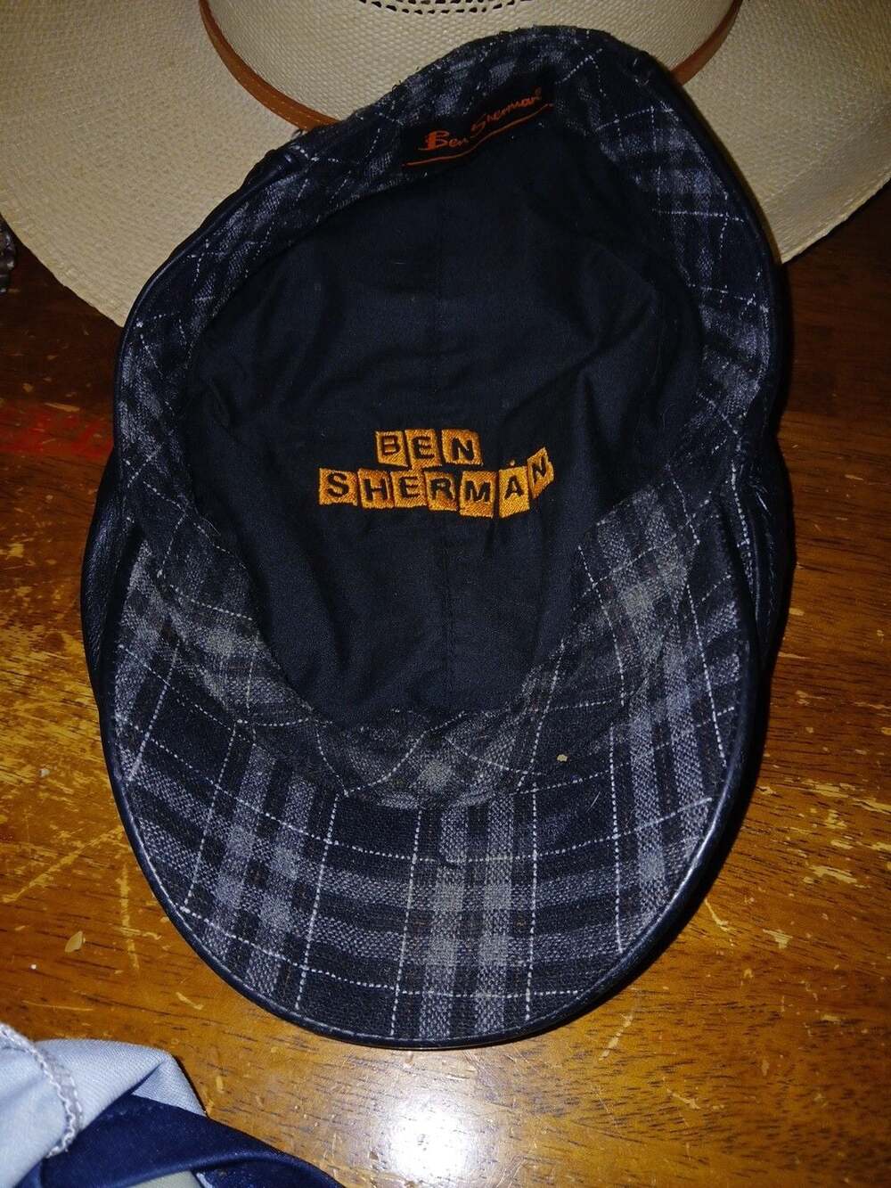 Ben Sherman Plaid Newsboy Flat Cap Black Gray
